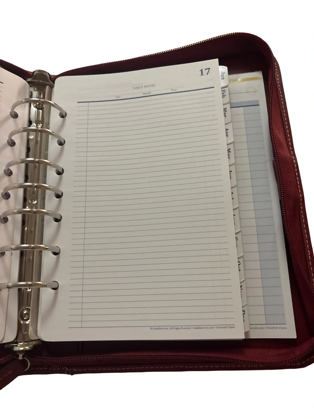 Vintage Franklin Covey Burgundy Leather 7-Ring Zip Planner Organizer Never Used